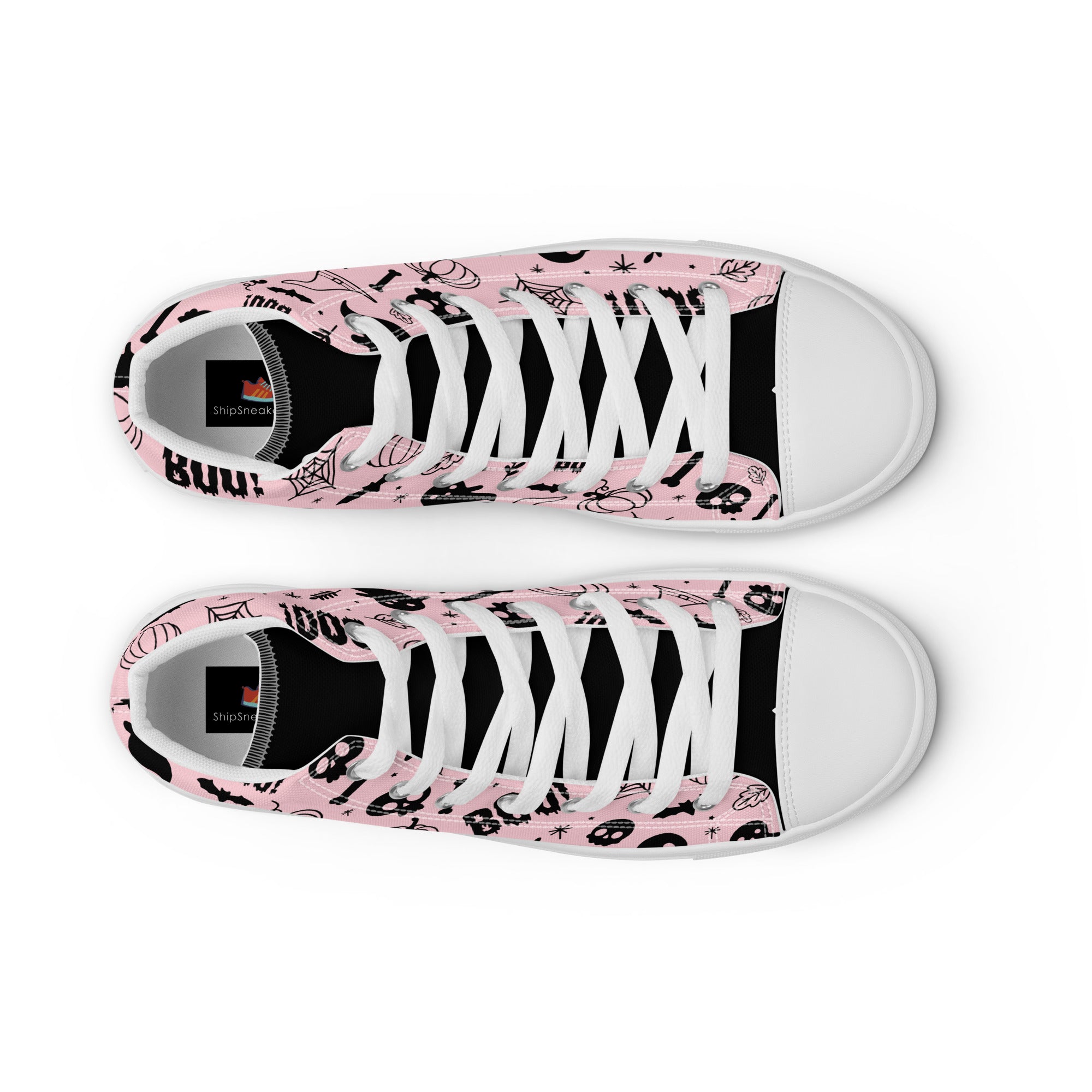 Women’s High-Top Sneakers – Halloween Boo Print, Stylish Canvas Shoes