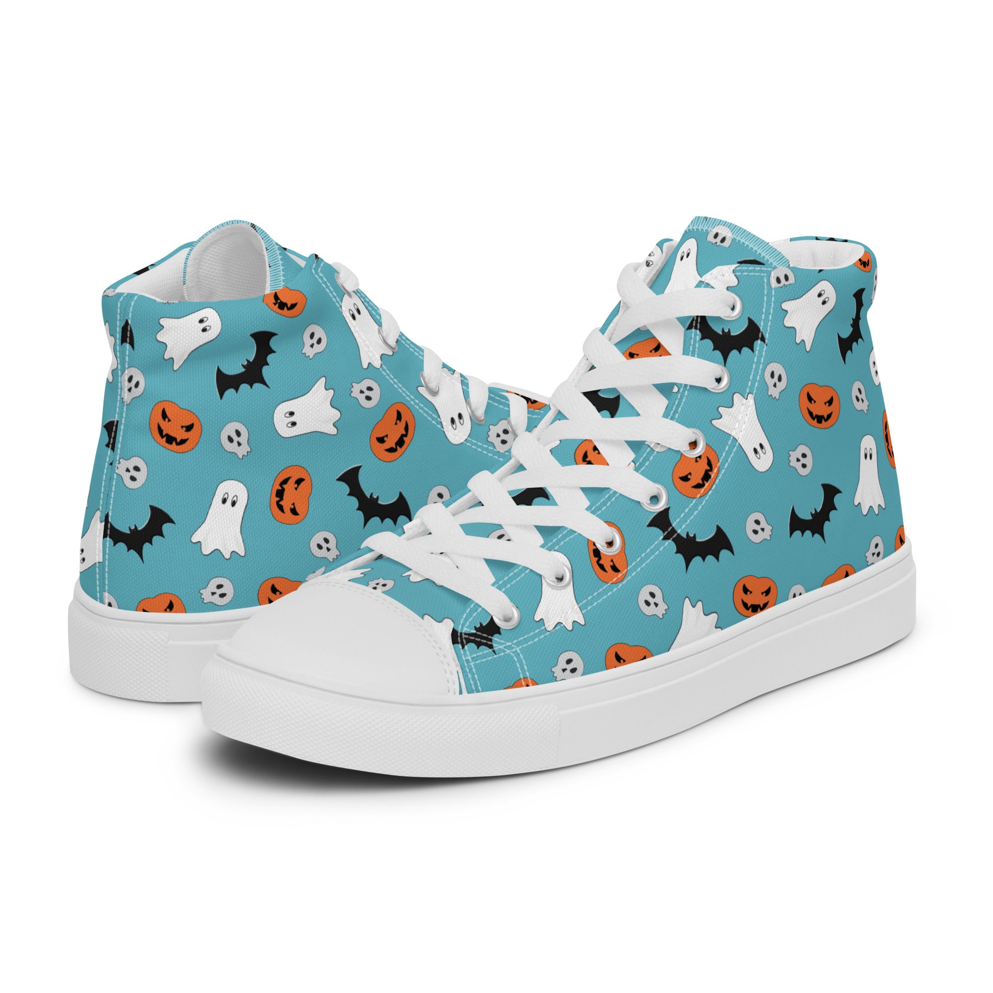 Womens High Top Sneakers Halloween Ghost Pumpkin Print Fun Canvas Shoes