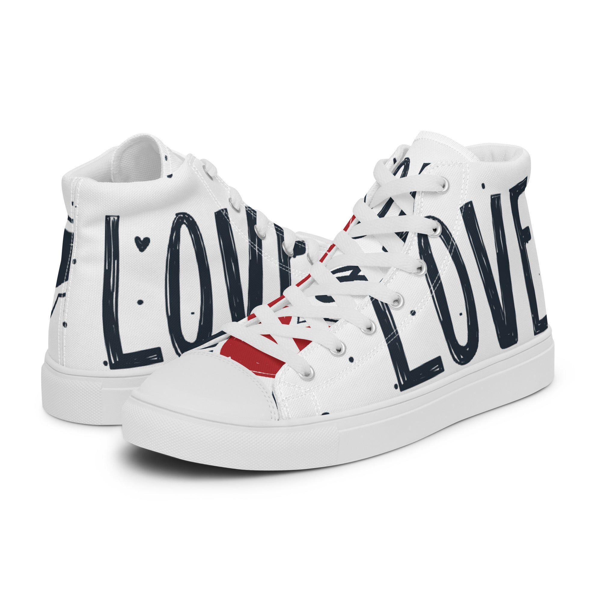 Womens High Top Sneakers Love Text Print Statement Canvas Shoes M3Jnk