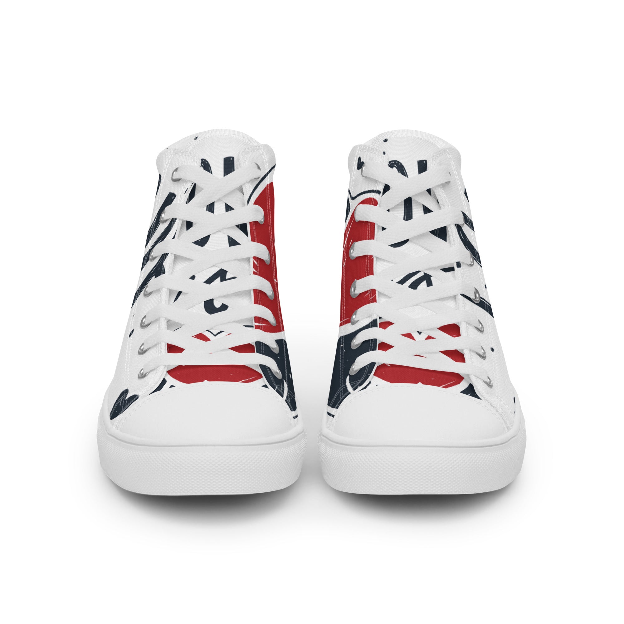 Women’s High-Top Sneakers – Love Text Print, Statement Canvas Shoes