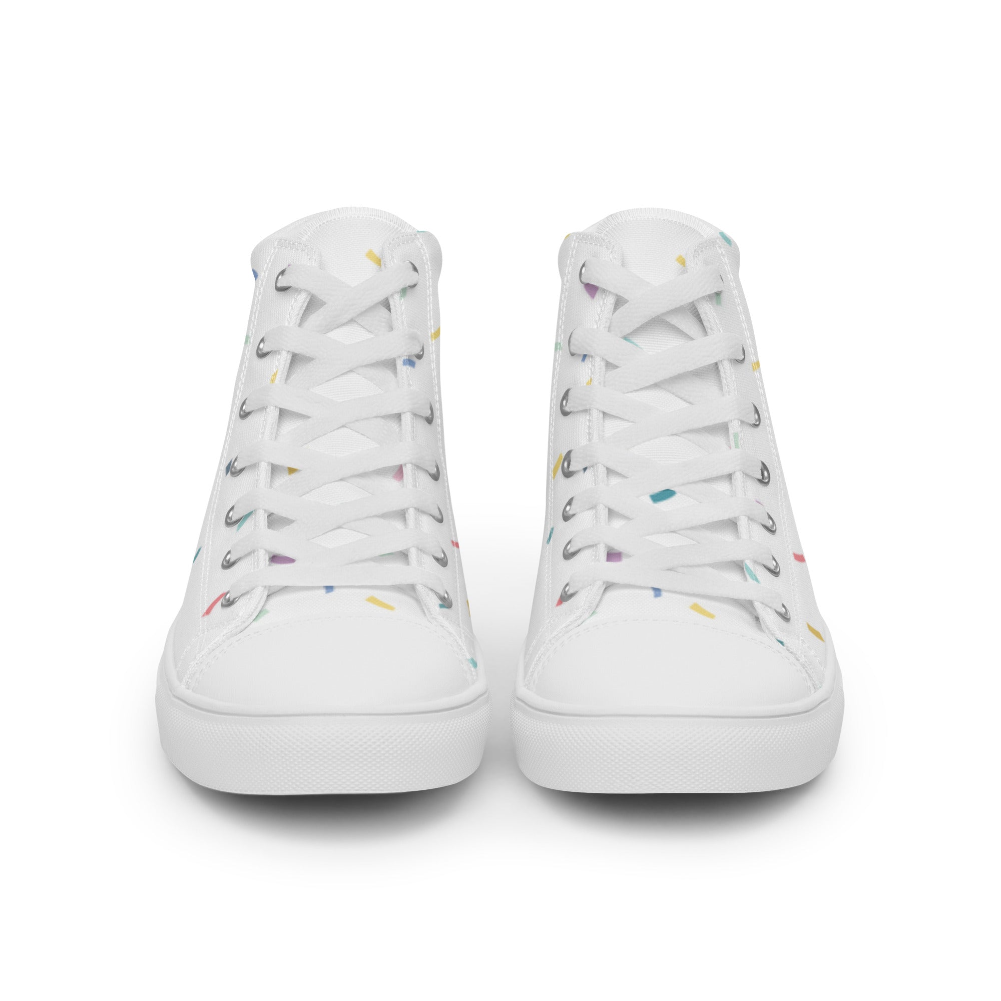 Women’s High-Top Sneakers – Pastel Confetti Print, Minimalist Canvas Shoes