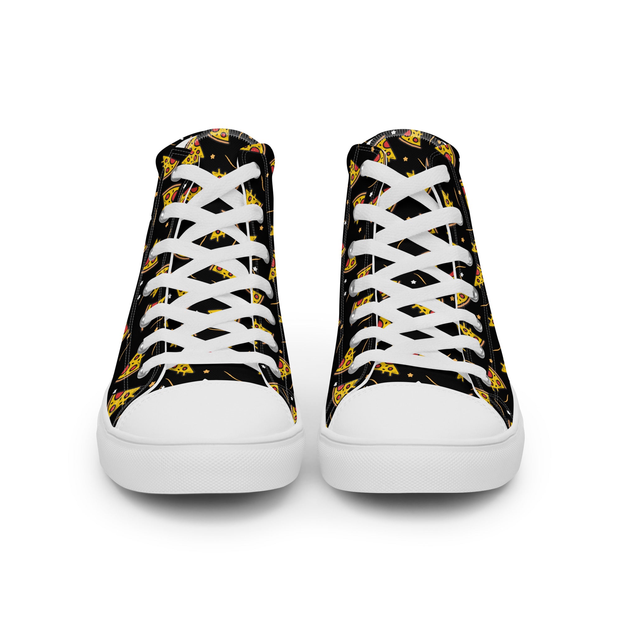 Women’s High-Top Sneakers – Pizza Slice Print, Fun Canvas Shoes