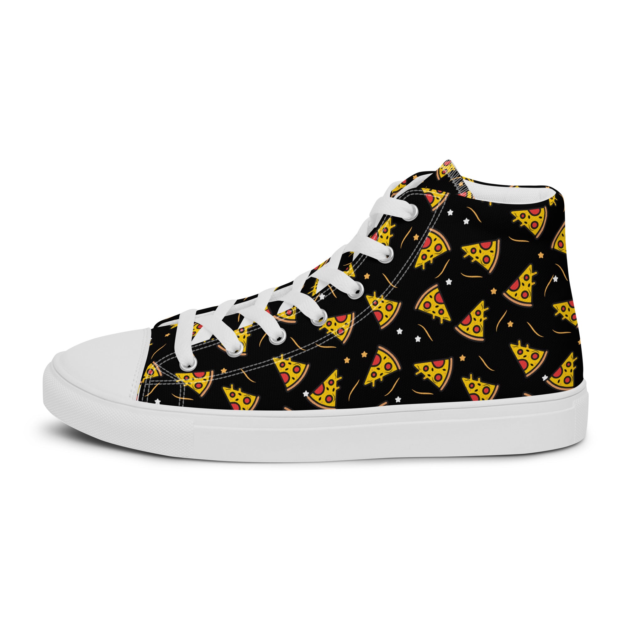 Women’s High-Top Sneakers – Pizza Slice Print, Fun Canvas Shoes