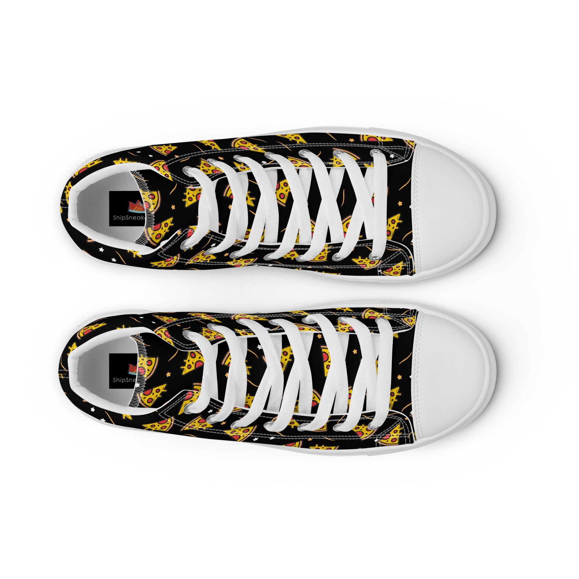 Women’s High-Top Sneakers – Pizza Slice Print, Fun Canvas Shoes