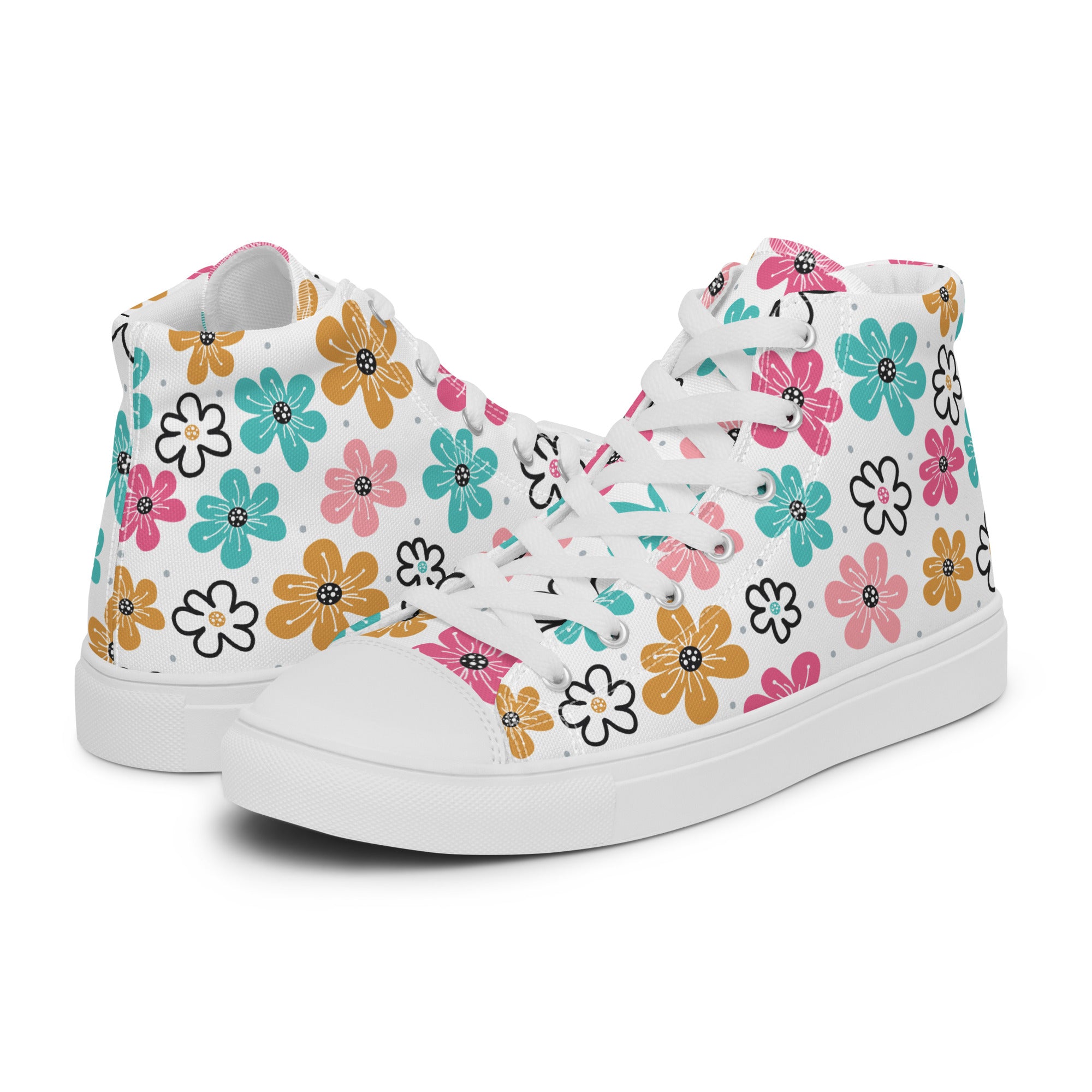 Womens High Top Sneakers Retro Floral Print Casual Canvas Shoes Z7E2Y