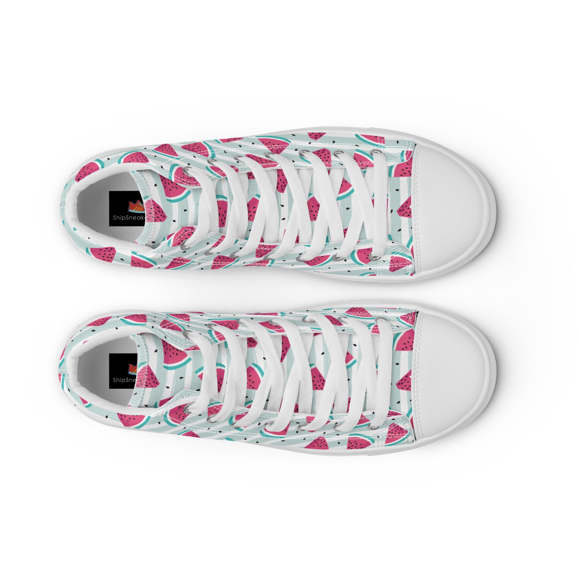 Women’s High-Top Sneakers – Watermelon Slice Print, Fun Canvas Shoes