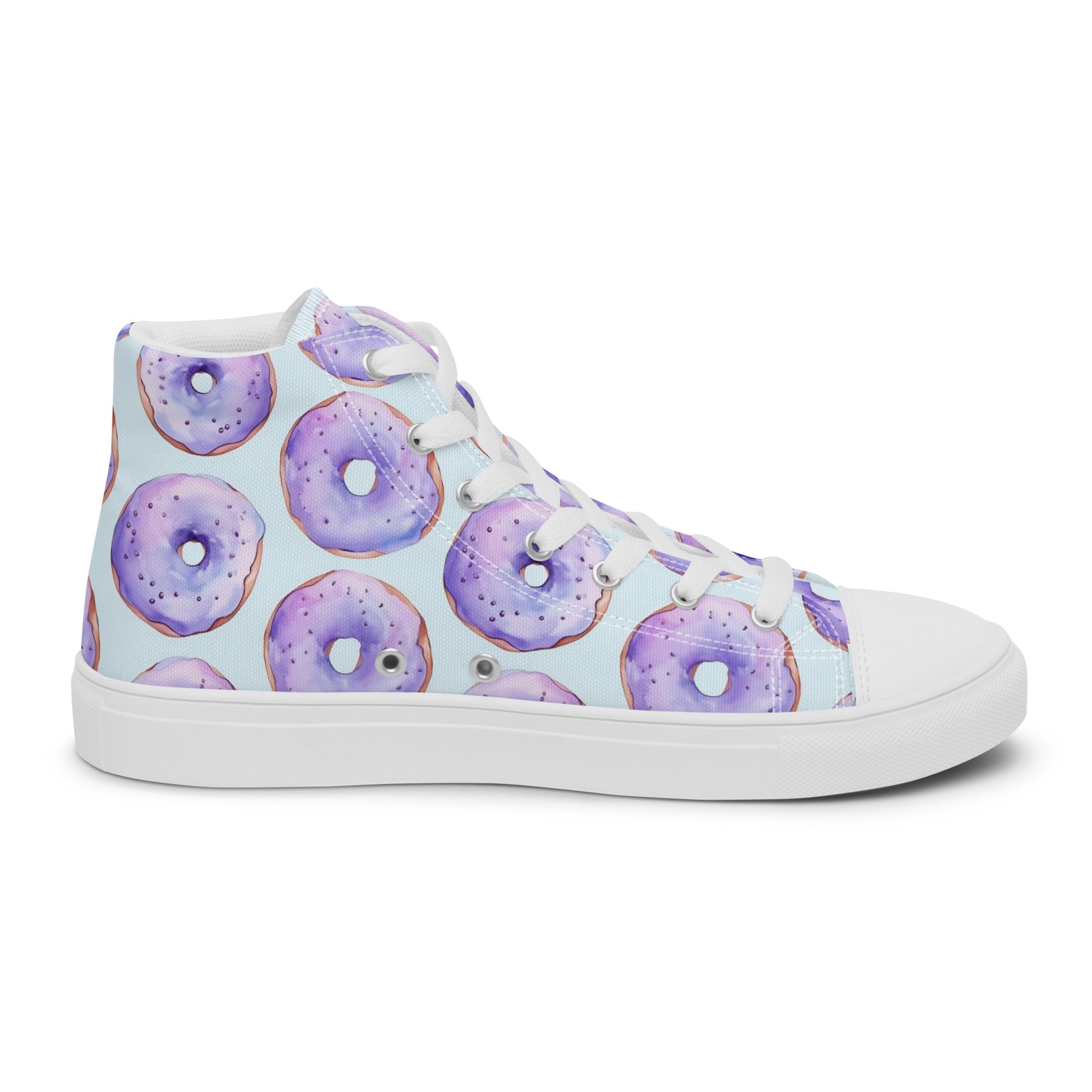 Women’s High-Top Sneakers with Pastel Donut Pattern – Lightweight, Comfortable Canvas Shoes