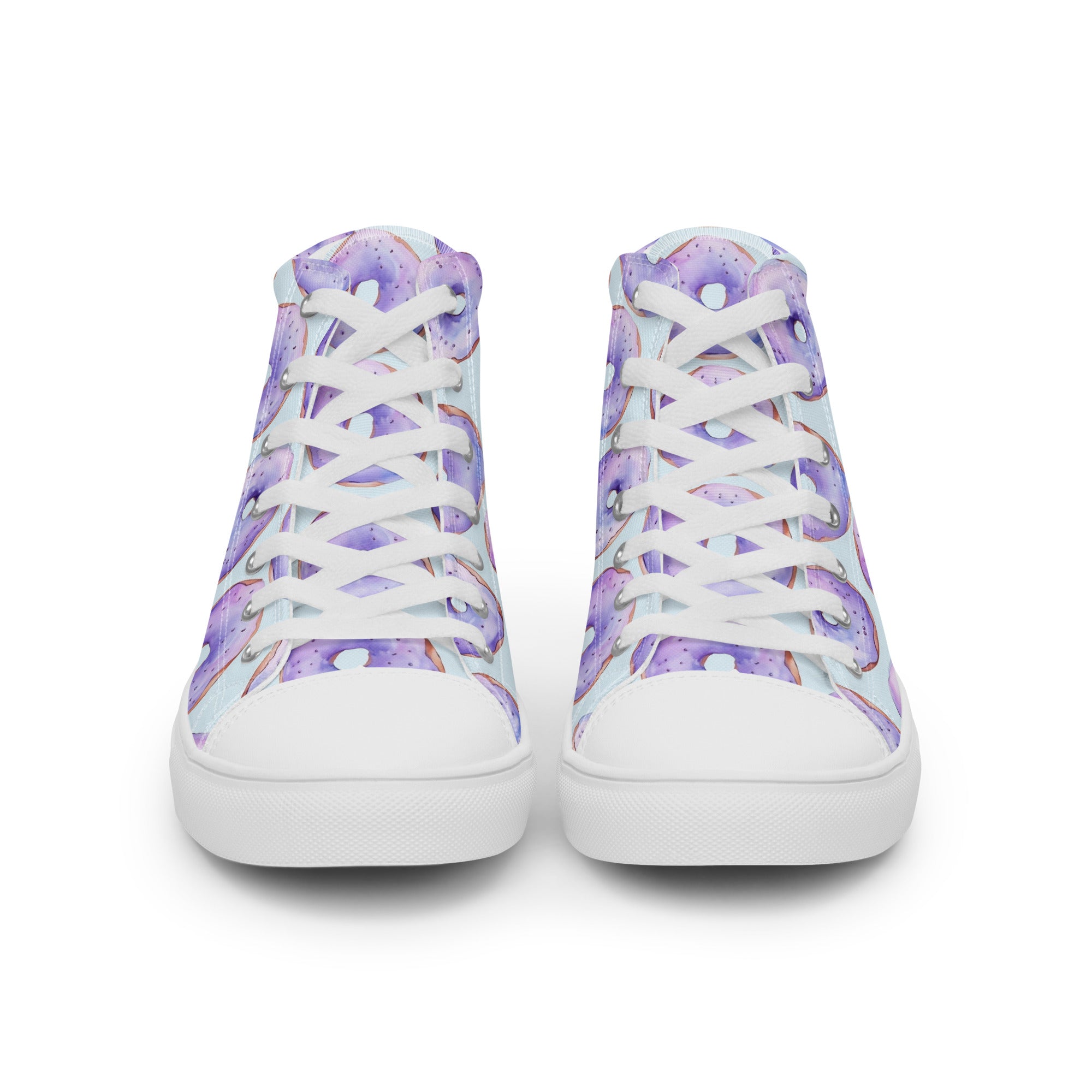 Women’s High-Top Sneakers with Pastel Donut Pattern – Lightweight, Comfortable Canvas Shoes