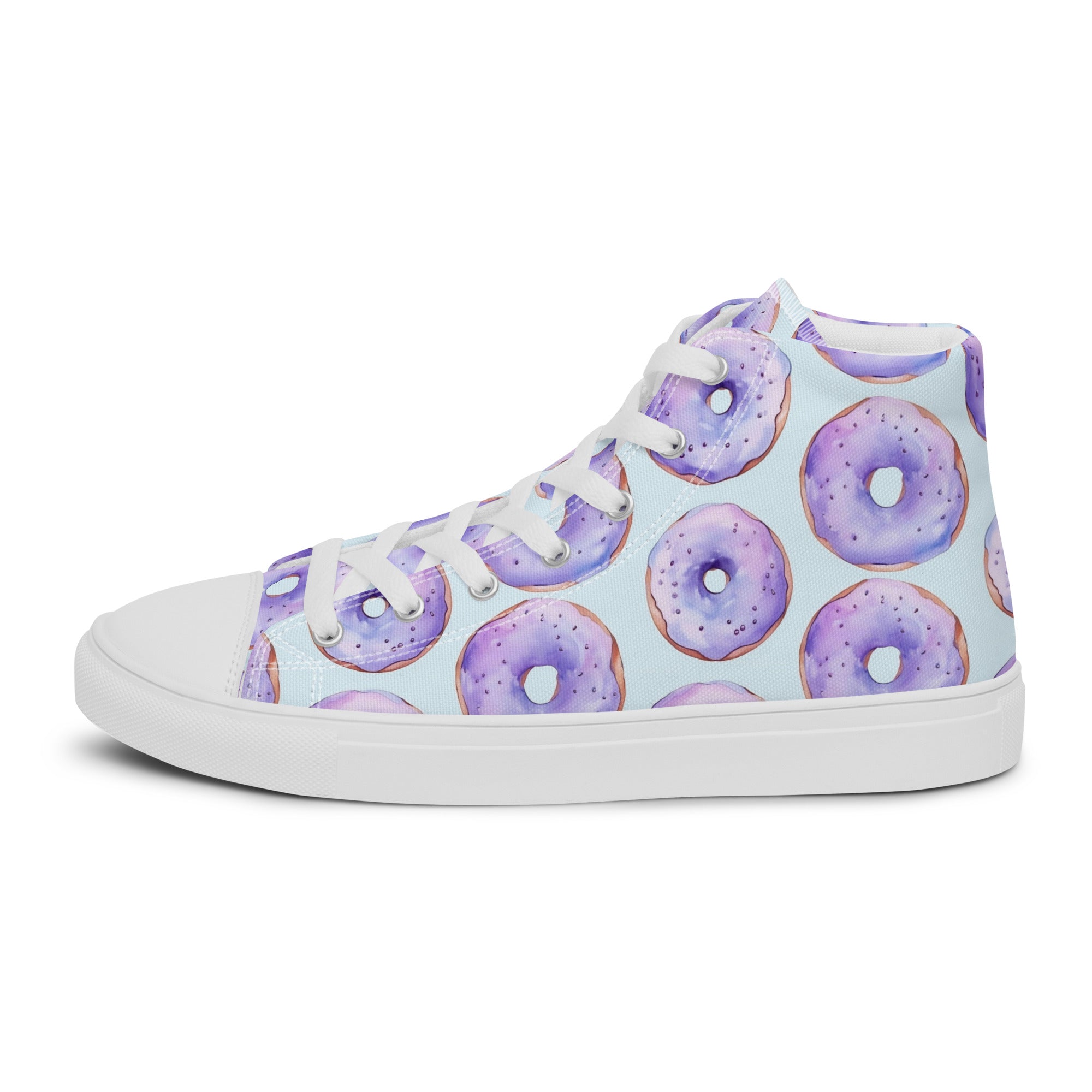 Women’s High-Top Sneakers with Pastel Donut Pattern – Lightweight, Comfortable Canvas Shoes