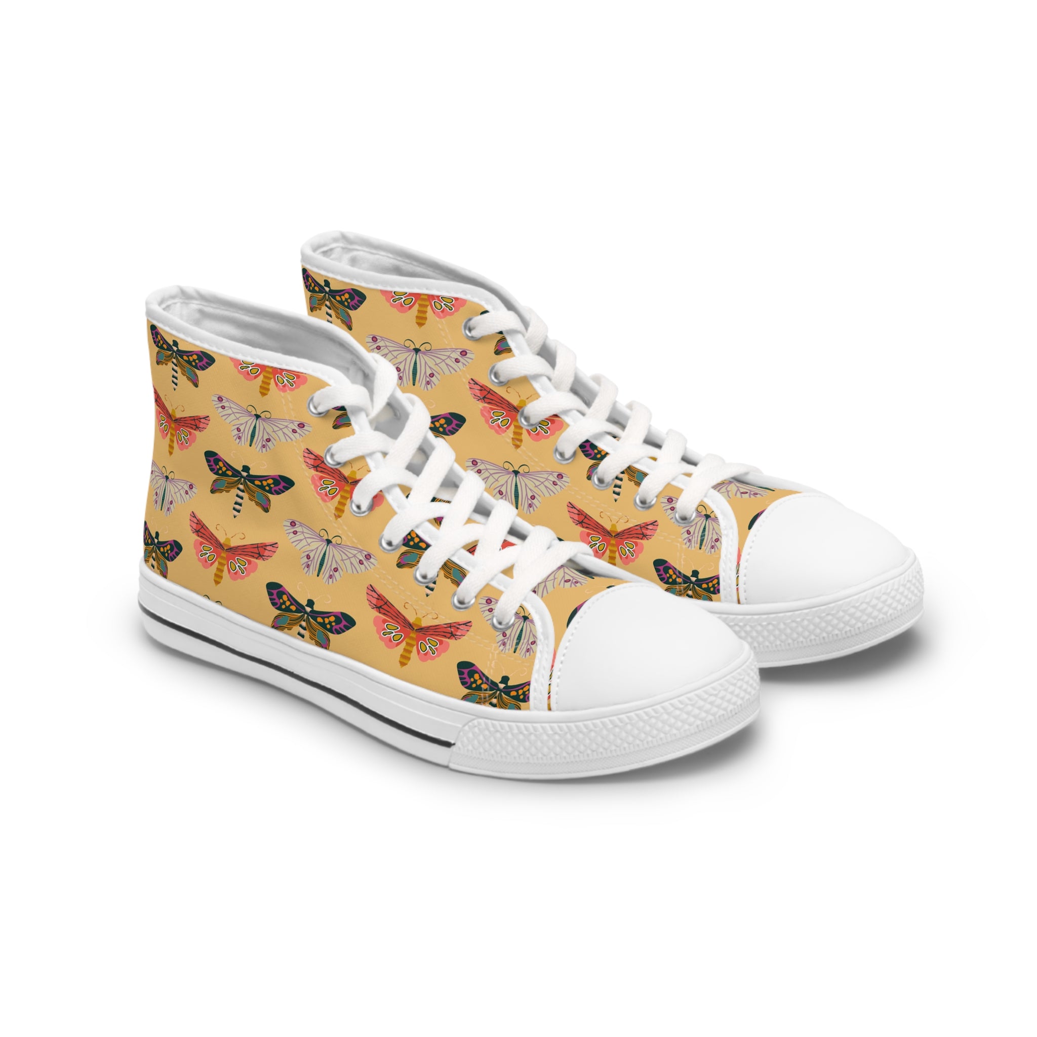 Womens Moth Print High Top Canvas Sneakers Lightweight Durable And Unique Design 1Fitv