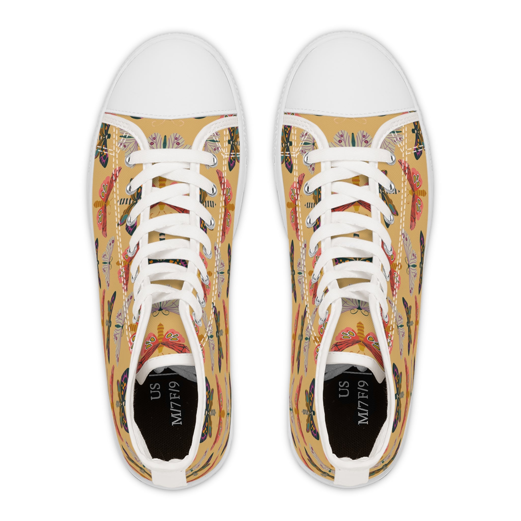 Women’s Moth Print High-Top Canvas Sneakers – Lightweight, Durable, and Unique Design