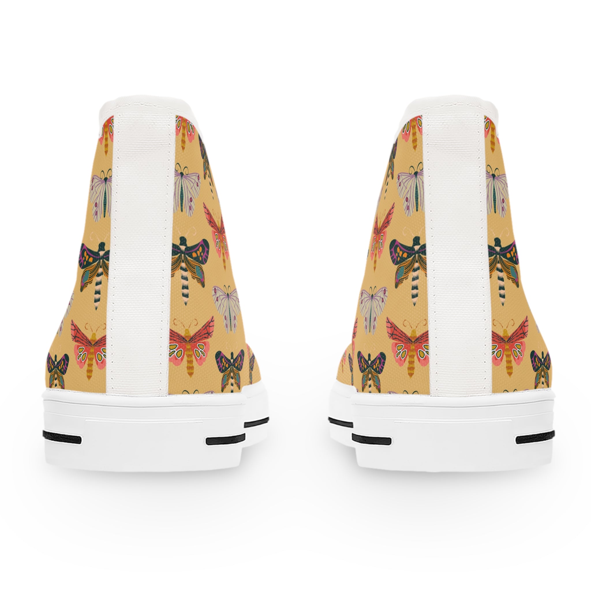 Women’s Moth Print High-Top Canvas Sneakers – Lightweight, Durable, and Unique Design