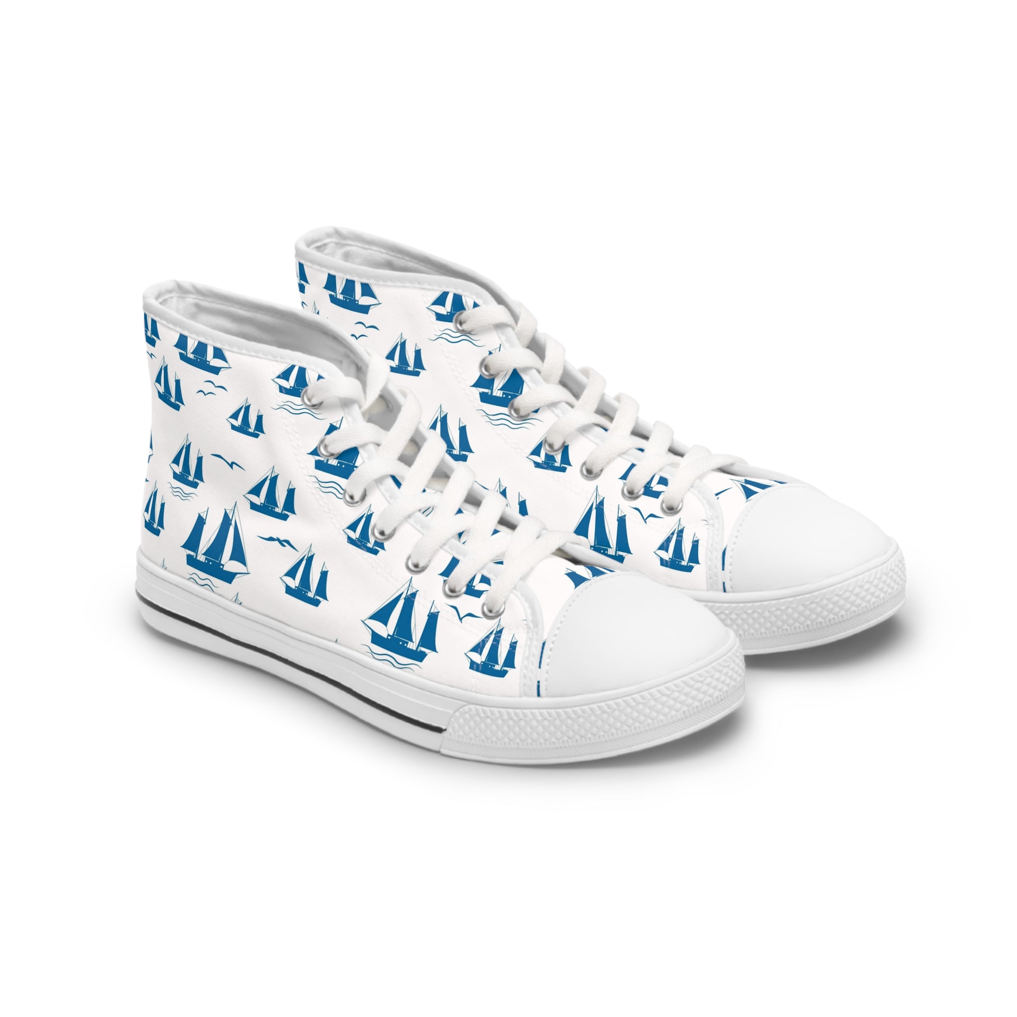 Womens Nautical Sailboat High Top Canvas Sneakers Lightweight Breathable And Coastal Style Ih0Od