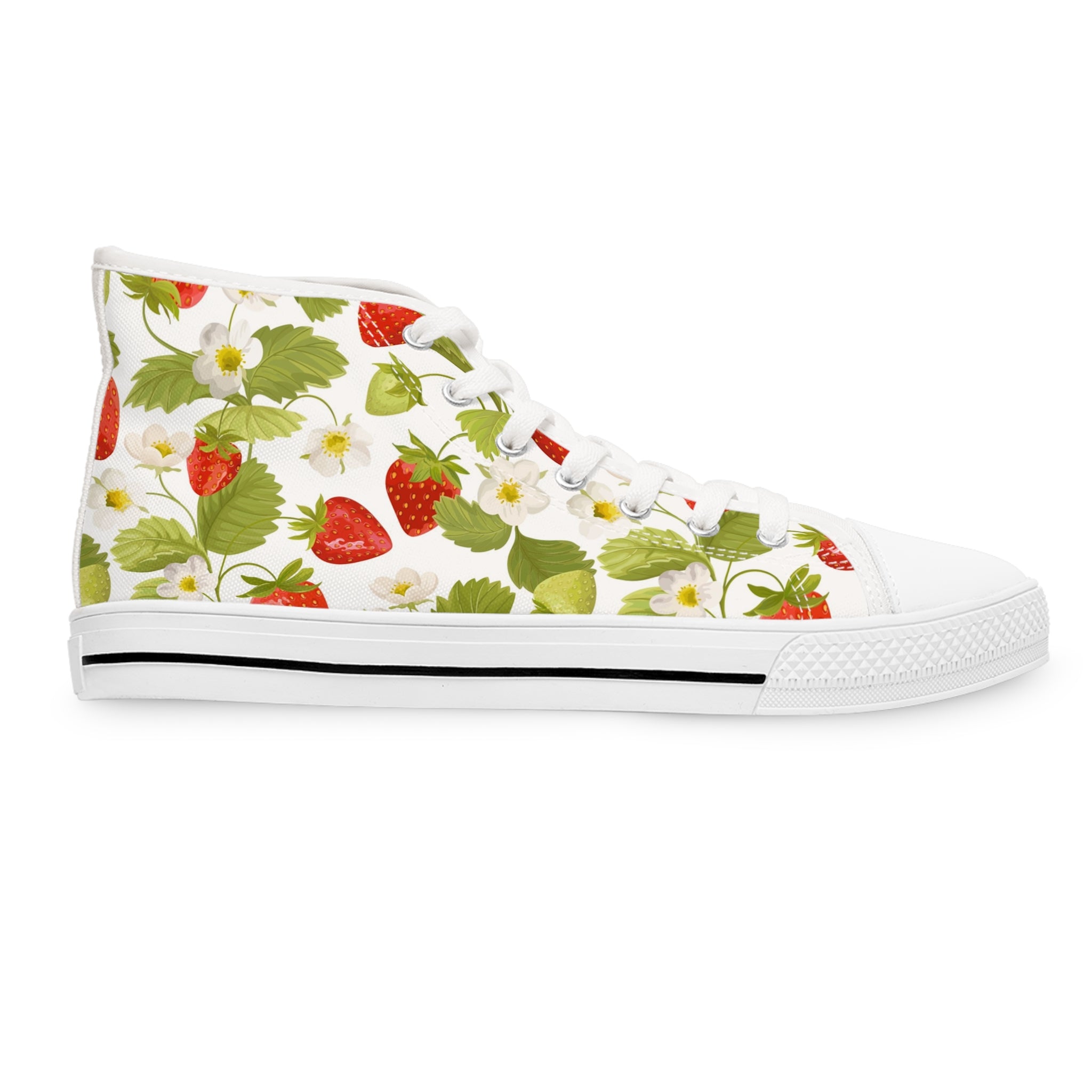 Women’s Strawberry Garden High-Top Canvas Sneakers – Lightweight, Breathable, and Stylish