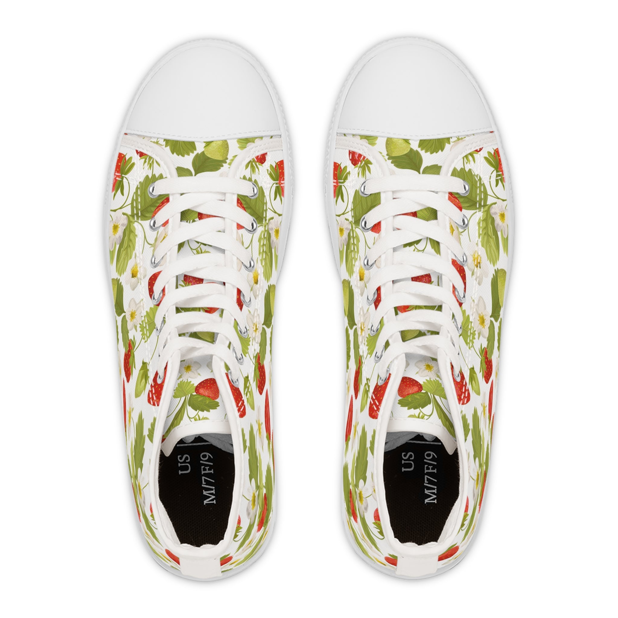 Women’s Strawberry Garden High-Top Canvas Sneakers – Lightweight, Breathable, and Stylish