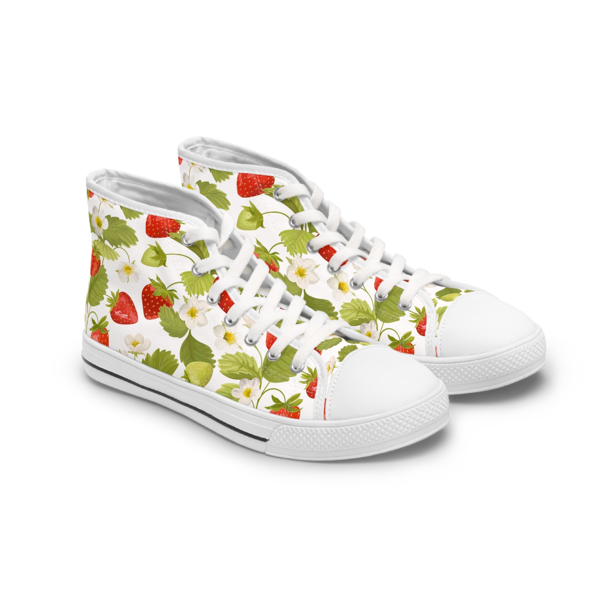 Womens Strawberry Garden High Top Canvas Sneakers Lightweight Breathable And Stylish