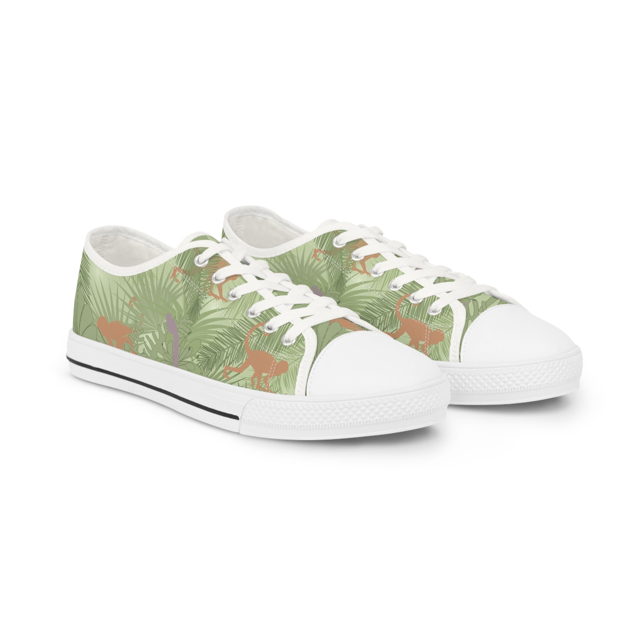 Mens Canvas Low Top Sneakers Monkey Tropical Print Jungle Theme Breathable Lightweight