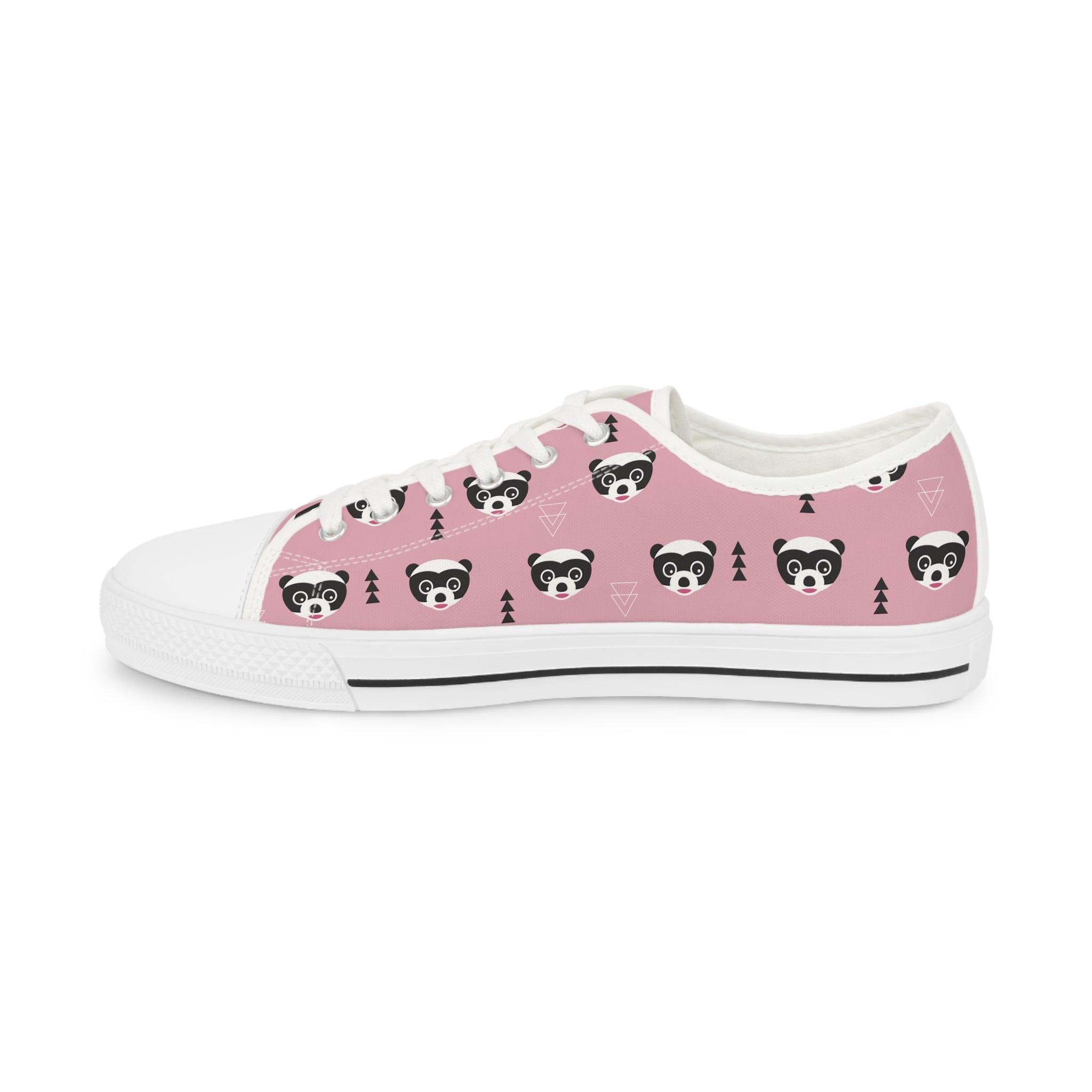 Men’s Canvas Low-Top Sneakers, Panda Print, Animal Lovers, Cute & Lightweight