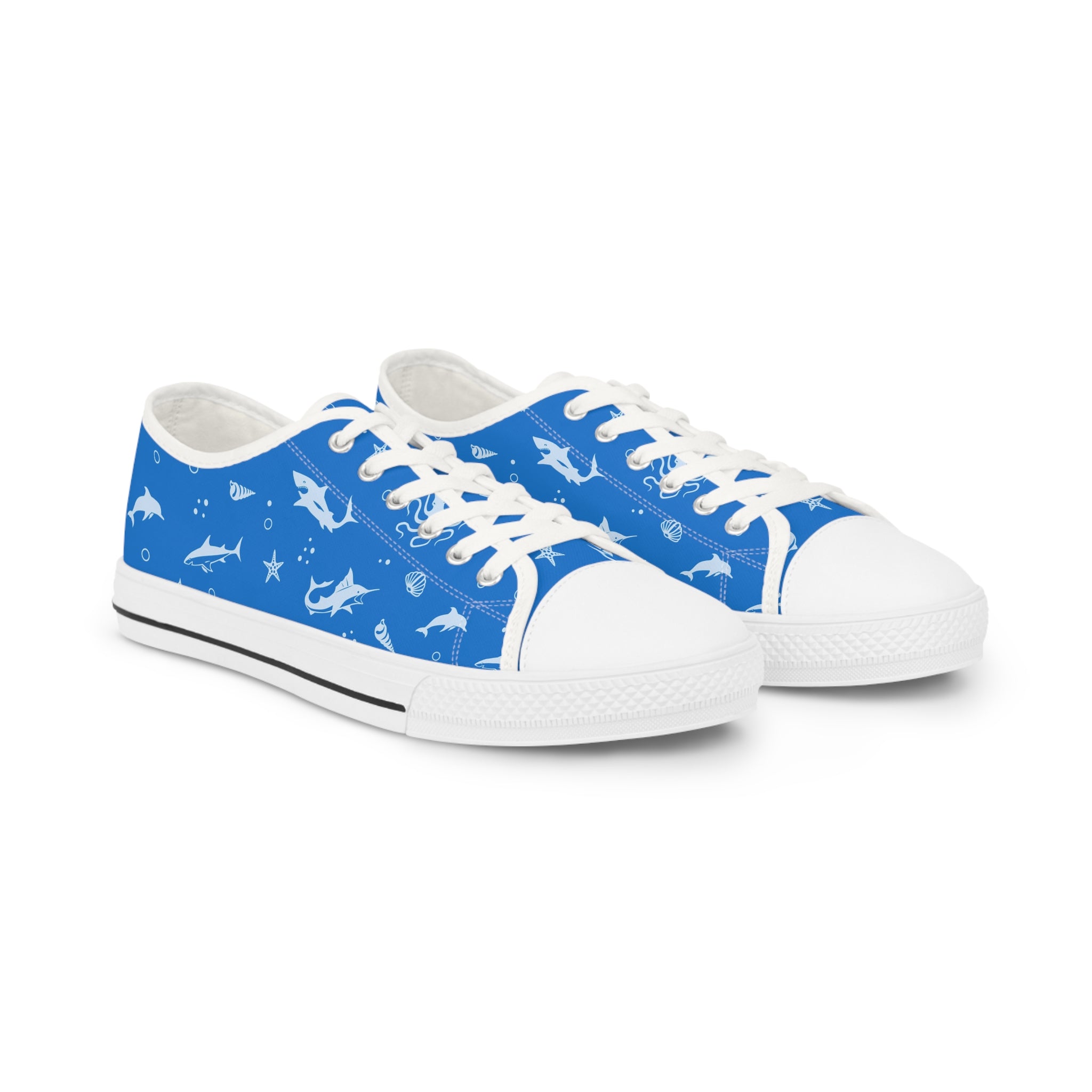 Mens Canvas Low Top Sneakers Shark Print Ocean Theme Marine Life Breathable Lightweight 4Wn8V