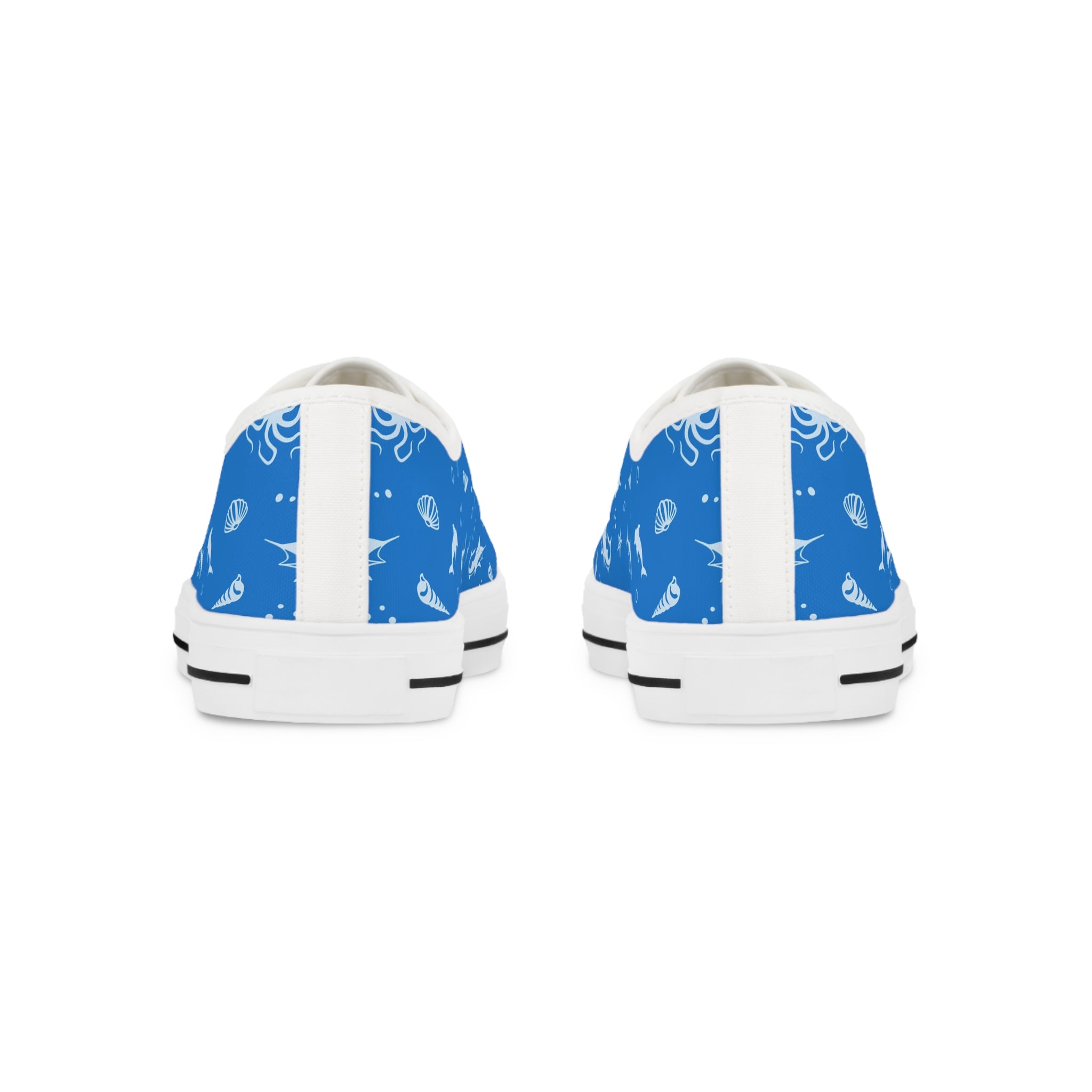 Men’s Canvas Low-Top Sneakers, Shark Print, Ocean Theme, Marine Life, Breathable & Lightweight