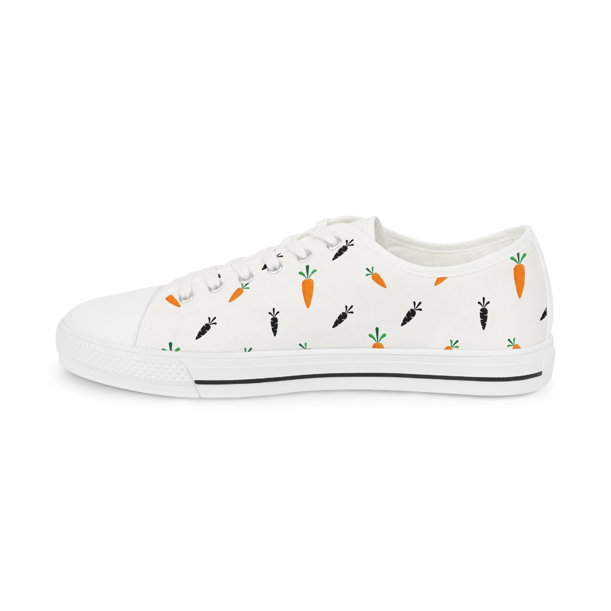 Men’s Carrot and Rabbit Pattern Low-Top Sneakers – Playful Garden Design