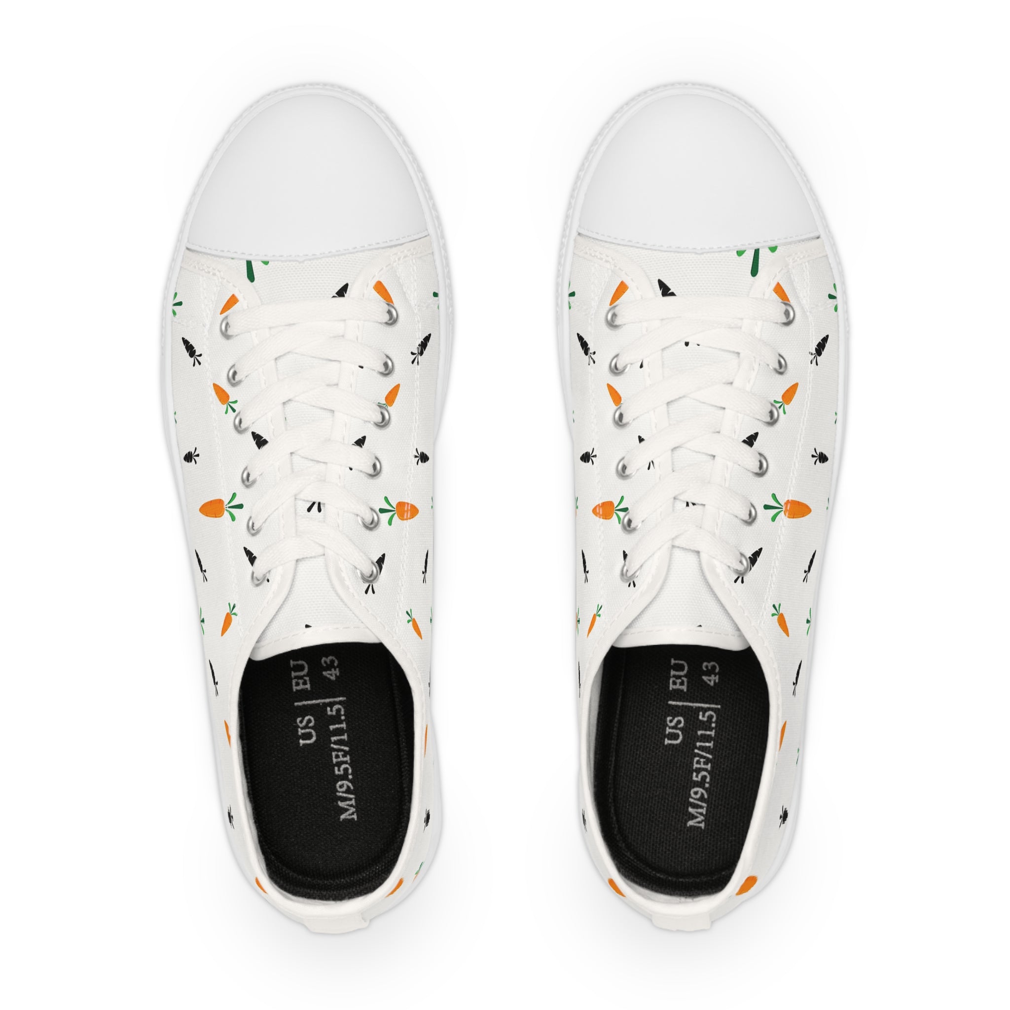 Men’s Carrot and Rabbit Pattern Low-Top Sneakers – Playful Garden Design