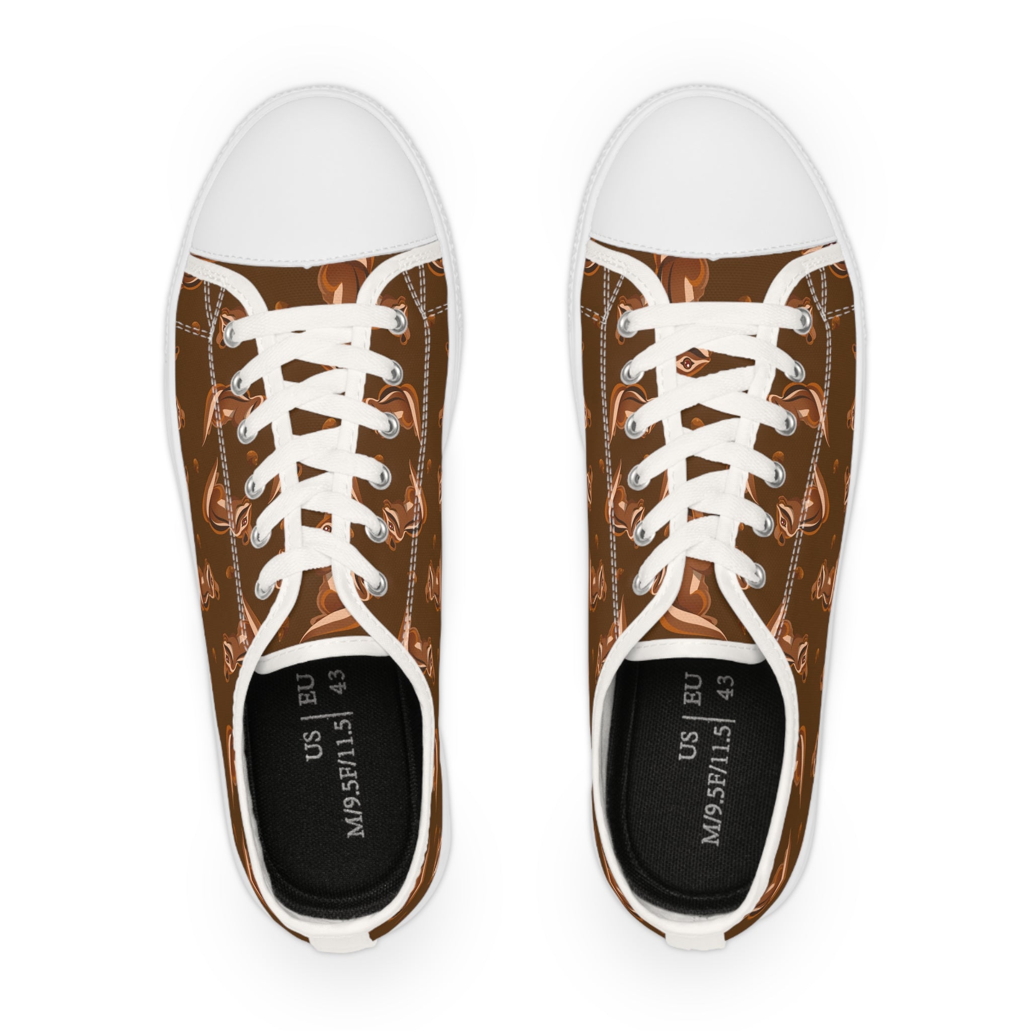 Men’s Fox Pattern Low-Top Sneakers – Minimalist Woodland Design