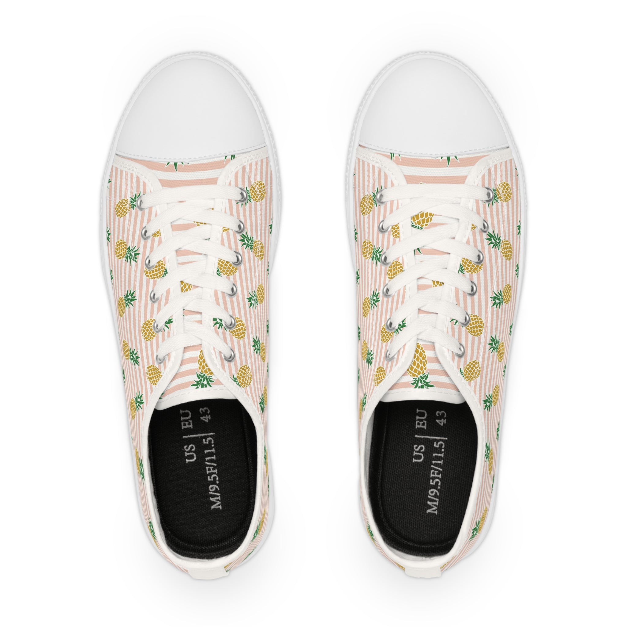 Men’s Pineapple Pattern Low-Top Sneakers – Tropical Striped Design