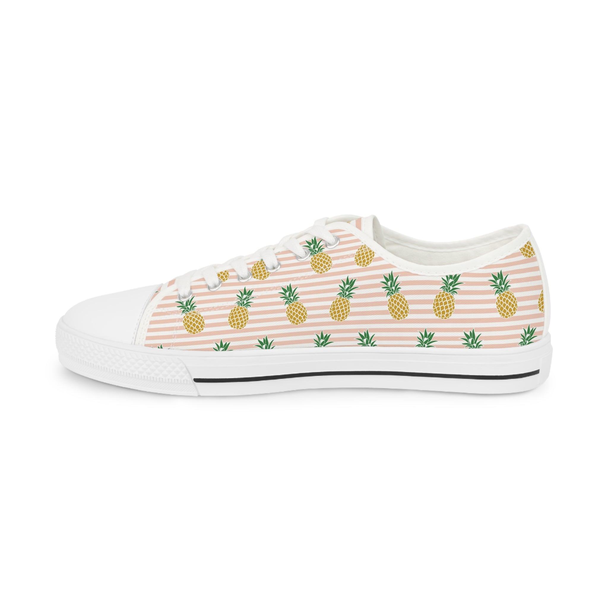 Men’s Pineapple Pattern Low-Top Sneakers – Tropical Striped Design