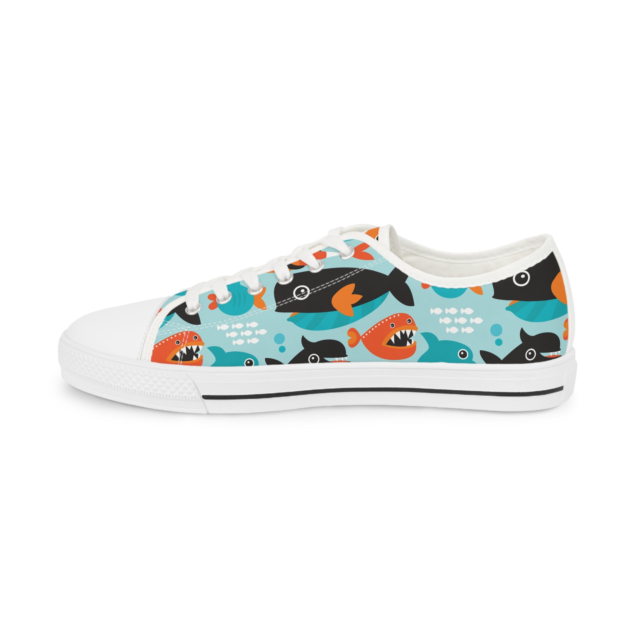 Men’s Shark Pattern Low-Top Sneakers – Bold Ocean-Inspired Design