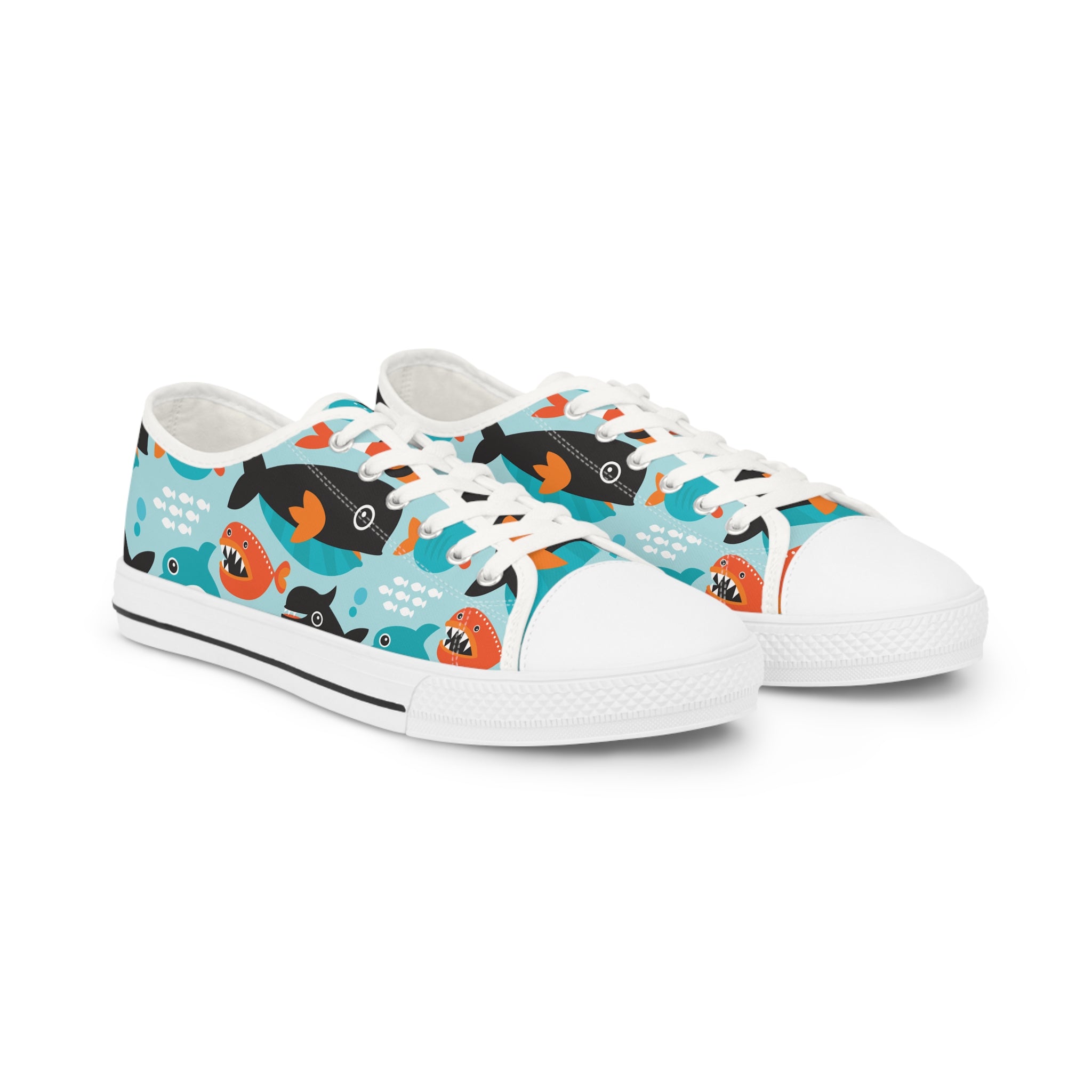 Mens Shark Pattern Low Top Sneakers Bold Ocean Inspired Design Vswtv