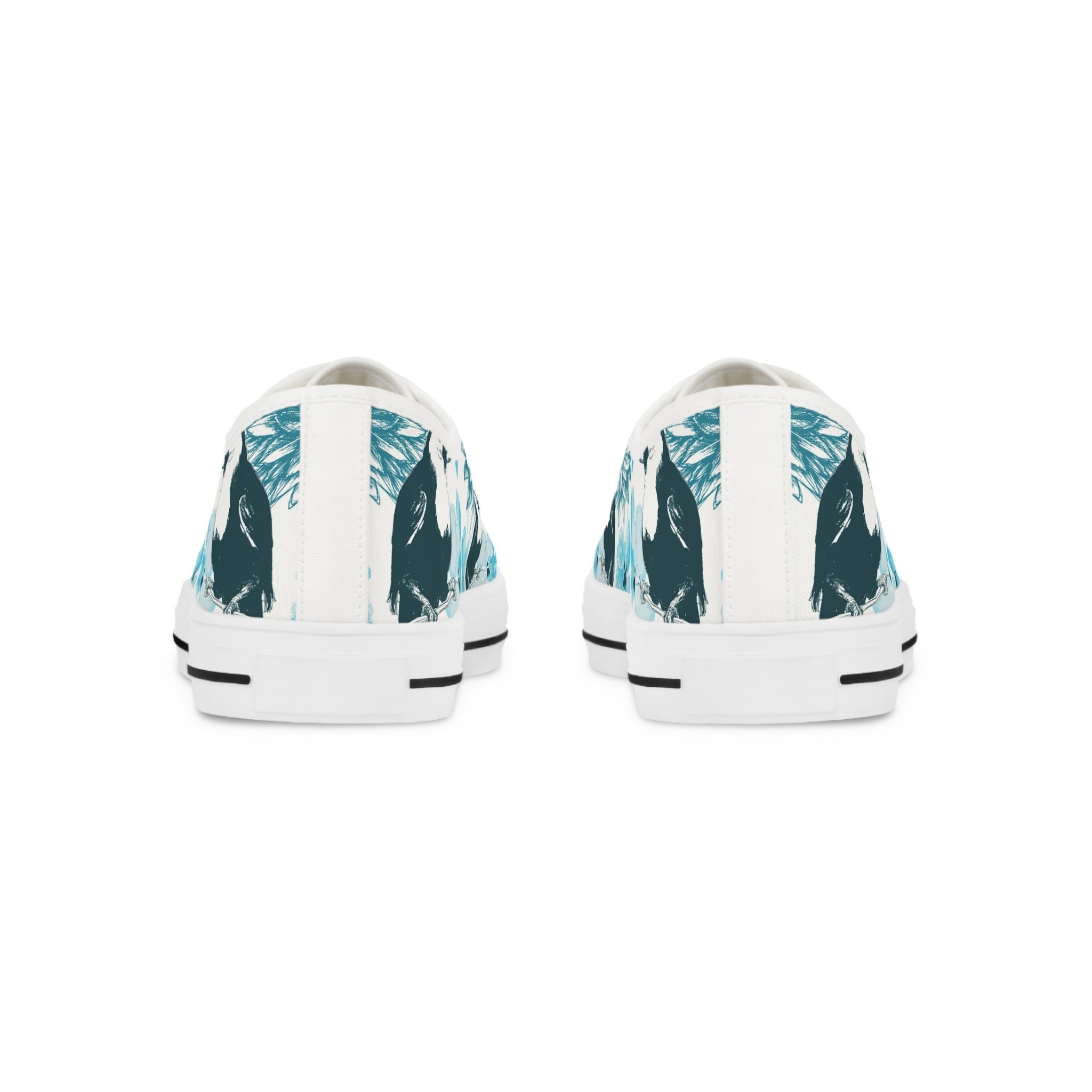 Men’s Toucan Floral Low-Top Sneakers – Blue and White Tropical Design