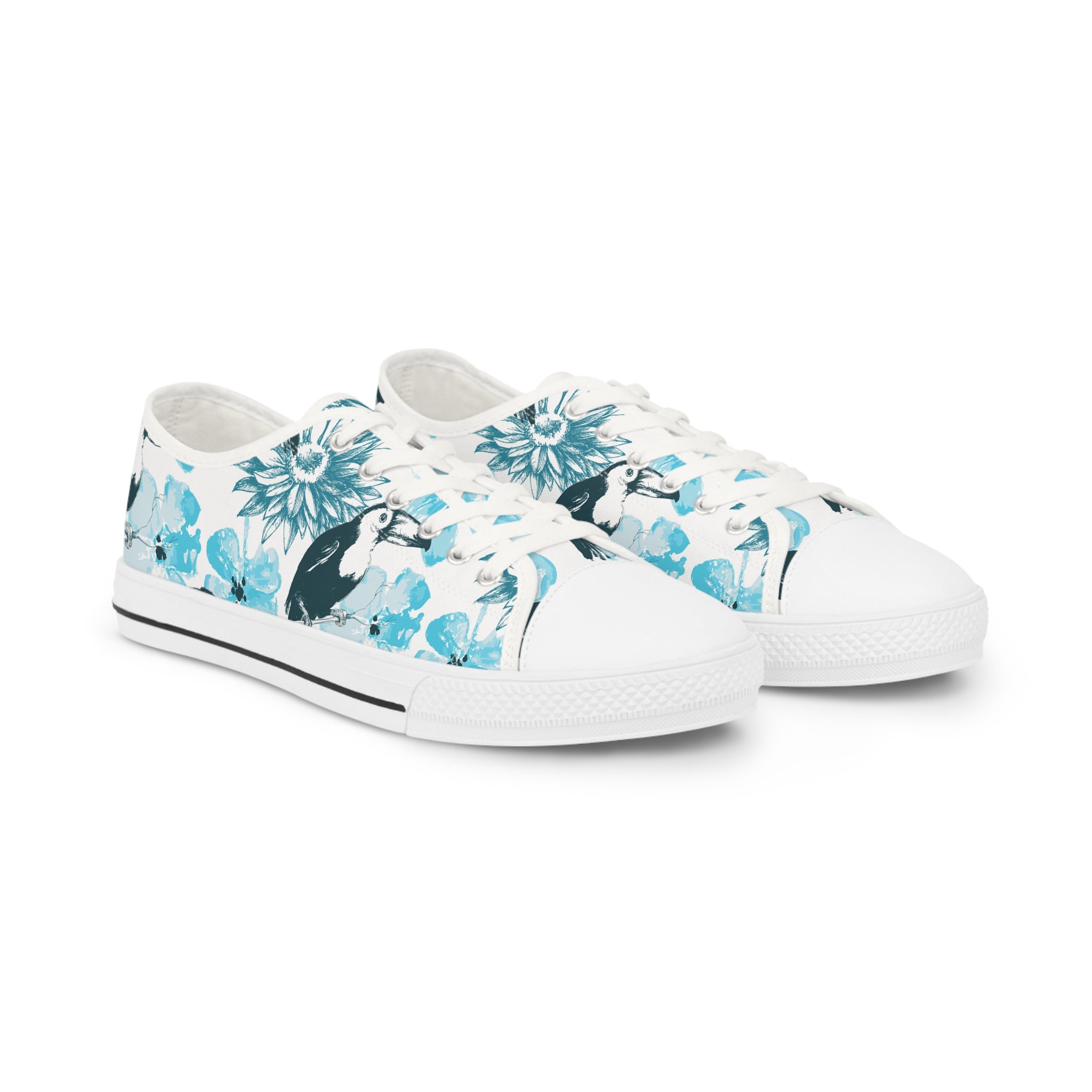 Mens Toucan Floral Low Top Sneakers Blue And White Tropical Design Nfnd8