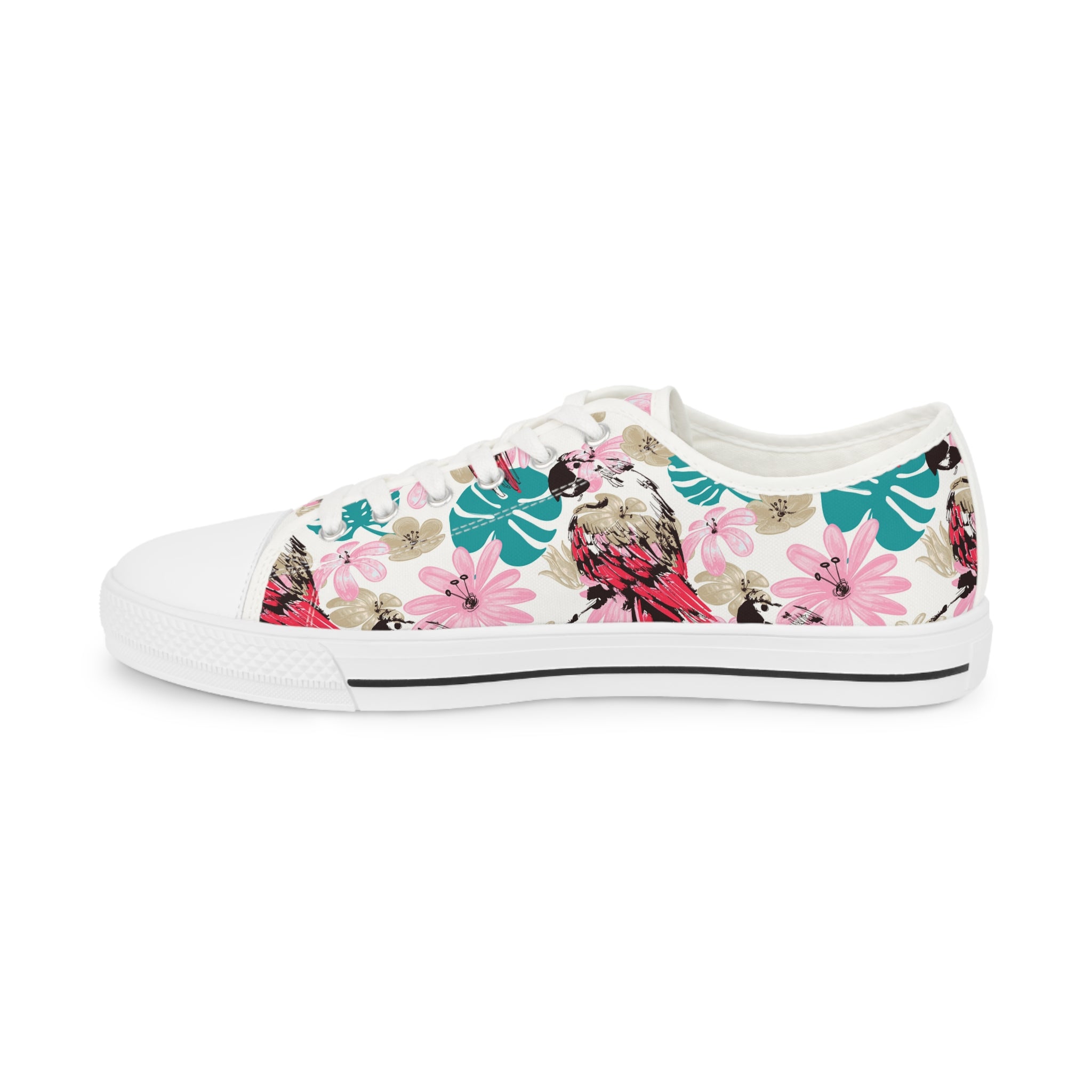 Men’s Tropical Parrot Floral Low-Top Sneakers – Vibrant Island-Inspired Design